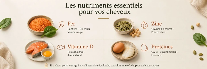 Aliments riches en fer zinc et vitamine D pour la santé des cheveux